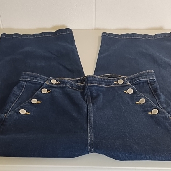 Banana Republic Dark Blue Premium Stretch Denim Jeans Wide Leg Crop - Picture 10 of 11